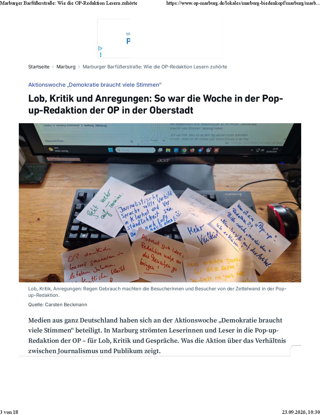 Marburger Barfüßerstraße_ Wie die OP-Redaktion Lesern zuhörte