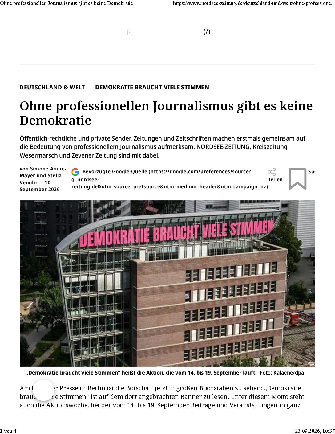 Ohne professionellen Journalismus gibt es keine Demokratie